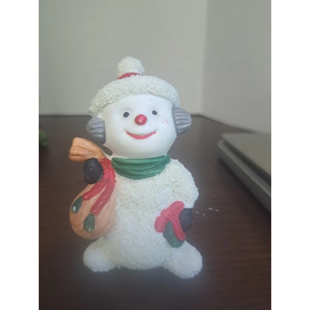 1990s Holiday Traditions Snowman With Sack Textured Finish